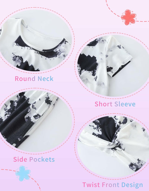 Load image into Gallery viewer, Hvididan Girls Tie Dye Twist Front Top &amp; Sweatpants Set Black White Size 9-10Y
