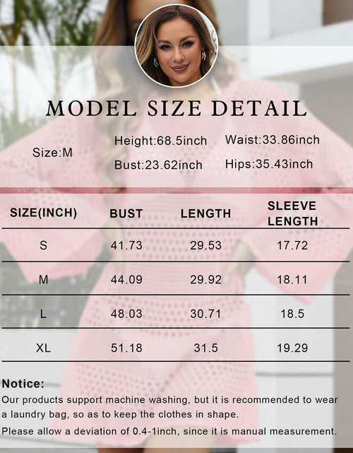 Load image into Gallery viewer, Women Crochet Bikini Cover Up Knitted Beach Swimsuit Dress Pink S
