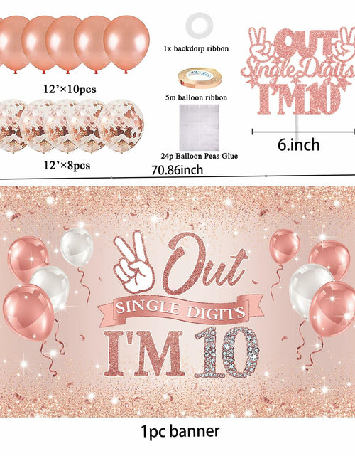 Load image into Gallery viewer, Holkcog Happy 10th Birthday Decorations Girl Rose Gold Banner Party Supplies
