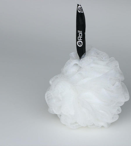 Rail 70g Loofah Sponge Exfoliating Bath Body Scrubber Mesh Pouf White
