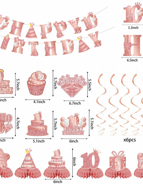 Load image into Gallery viewer, Holkcog Happy 10th Birthday Decorations Girl Rose Gold Banner Party Supplies

