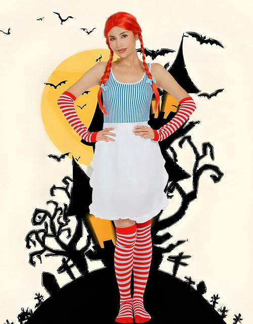 Load image into Gallery viewer, POEWAUVE Women Halloween Fast Food Costume Set Wig Apron Socks Gloves

