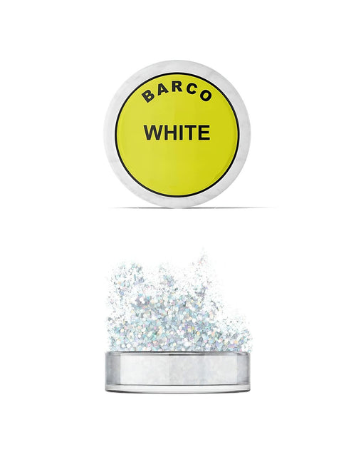 Load image into Gallery viewer, Barco Hologram Glitter White 5g Containers for Cakes Cupcakes Waffles
