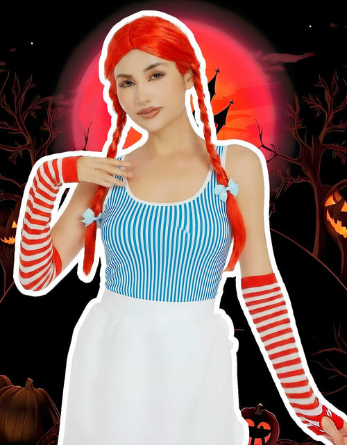 Load image into Gallery viewer, POEWAUVE Women Halloween Fast Food Costume Set Wig Apron Socks Gloves
