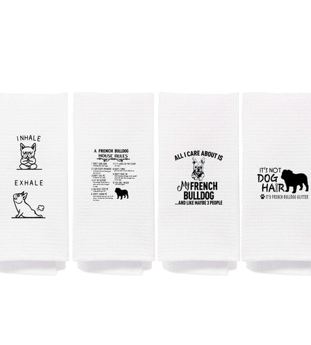 NEGIGA French Bulldog Kitchen Towels 16x24 Set of 4 Frenchie Mom Gifts