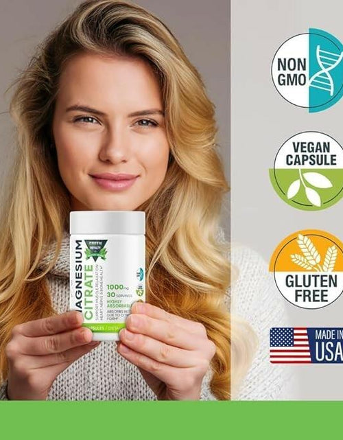Load image into Gallery viewer, GREEN ROYALTY Magnesium Citrate 1000mg 60 Vegan Capsules Gluten Free USA
