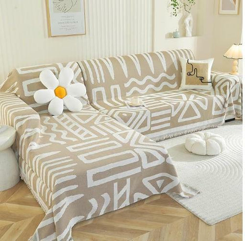 Load image into Gallery viewer, Royhom Boho Chenille Sofa Cover Tassel Loveseat L-Shaped Khaki 71x102
