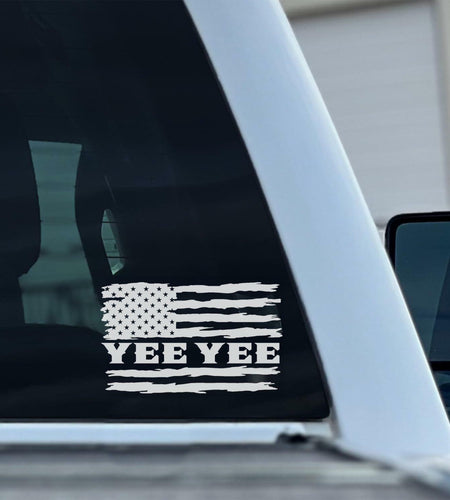 Yee Yee American Flag Vinyl Decal Patriotic Sticker 6x3in Patriot