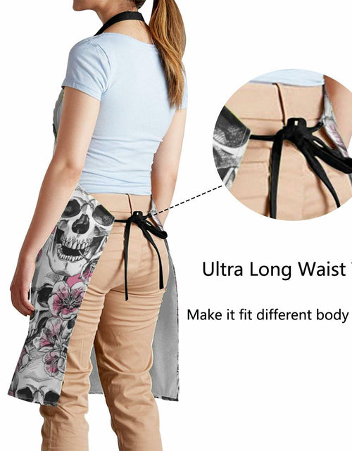 Load image into Gallery viewer, Fenmshairy Sugar Skull Flower Chef Apron Adjustable Neck 2 Pockets One Size
