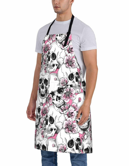 Load image into Gallery viewer, Fenmshairy Sugar Skull Flower Chef Apron Adjustable Neck 2 Pockets One Size
