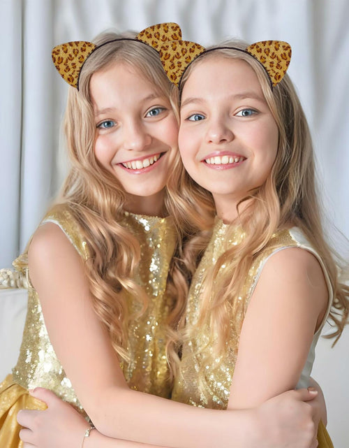 Load image into Gallery viewer, IGMaryBox Cat Ears Headband Black Velvet Leopard Print Animal Hairband
