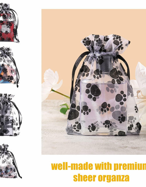 Load image into Gallery viewer, SHYRABBIT Paw Print Organza Drawstring Bags 8x12in White 10pcs
