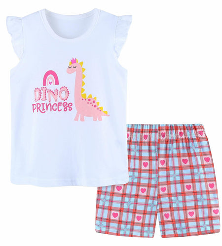 Zlwse Toddler Girls Cotton Flutter Sleeve Tank Top & Shorts Set Size 7Y