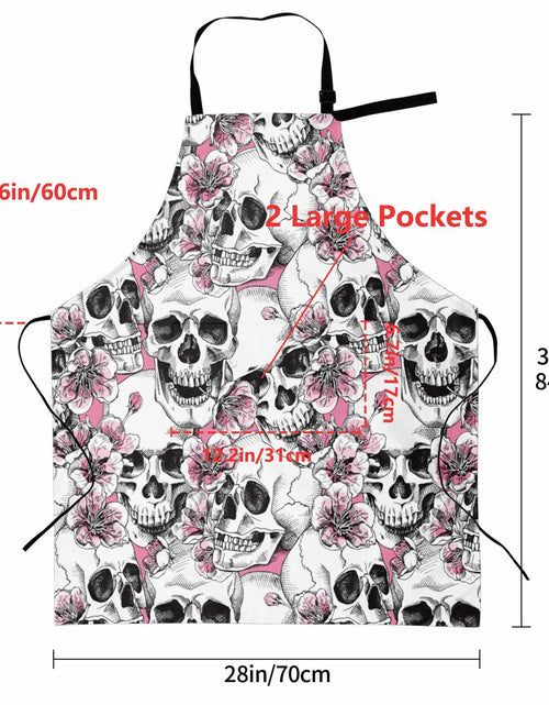 Load image into Gallery viewer, Fenmshairy Sugar Skull Flower Chef Apron Adjustable Neck 2 Pockets One Size
