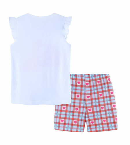 Zlwse Toddler Girls Cotton Flutter Sleeve Tank Top & Shorts Set Size 7Y
