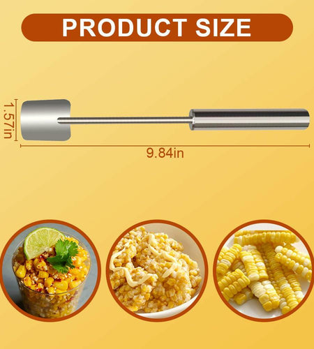 Wegodal Stainless Steel Corn Stripping Tool Long Handle Kitchen Peeler A-1Pcs