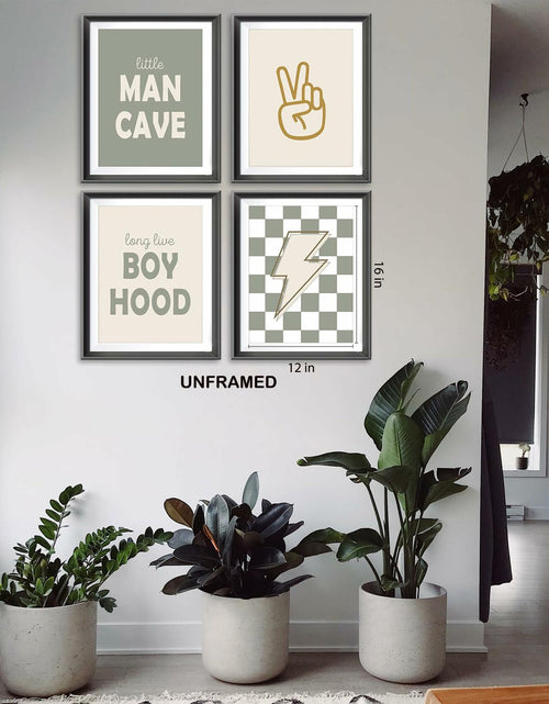 Load image into Gallery viewer, AEHIE Little Man Cave Retro Checkered Lightning Peace Sign 8x10in 4pcs Green
