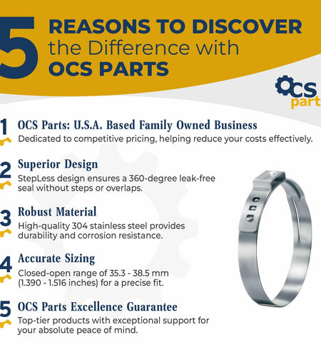 OCS Parts Oetiker Ear Clamps 167 Series 304 Stainless Steel 38.5mm 10 Pack