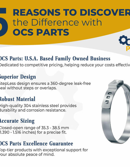 Load image into Gallery viewer, OCS Parts Oetiker Ear Clamps 167 Series 304 Stainless Steel 38.5mm 10 Pack
