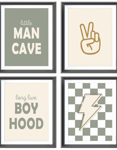 Load image into Gallery viewer, AEHIE Little Man Cave Retro Checkered Lightning Peace Sign 8x10in 4pcs Green
