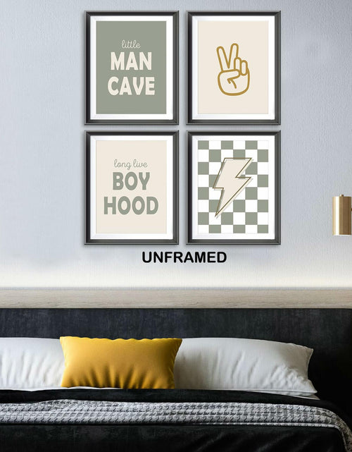 Load image into Gallery viewer, AEHIE Little Man Cave Retro Checkered Lightning Peace Sign 8x10in 4pcs Green
