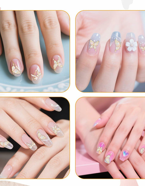 Load image into Gallery viewer, Prasacco Butterfly Nail Stickers 5D Embossed Gold Shell Nail Art Decals
