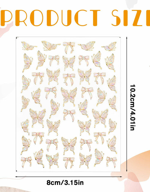 Load image into Gallery viewer, Prasacco Butterfly Nail Stickers 5D Embossed Gold Shell Nail Art Decals

