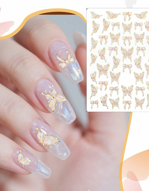 Load image into Gallery viewer, Prasacco Butterfly Nail Stickers 5D Embossed Gold Shell Nail Art Decals

