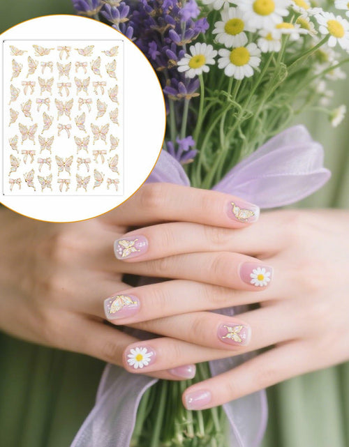 Load image into Gallery viewer, Prasacco Butterfly Nail Stickers 5D Embossed Gold Shell Nail Art Decals
