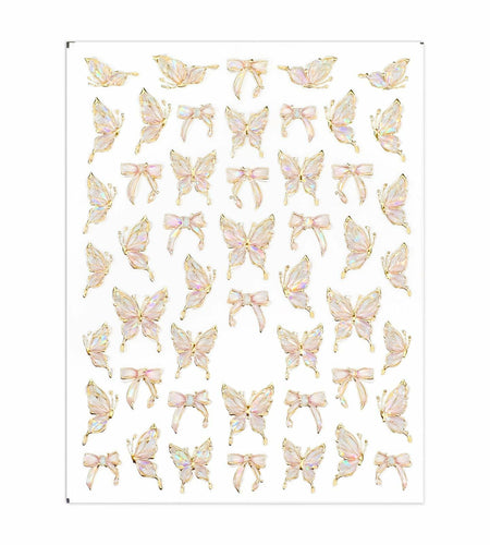 Prasacco Butterfly Nail Stickers 5D Embossed Gold Shell Nail Art Decals