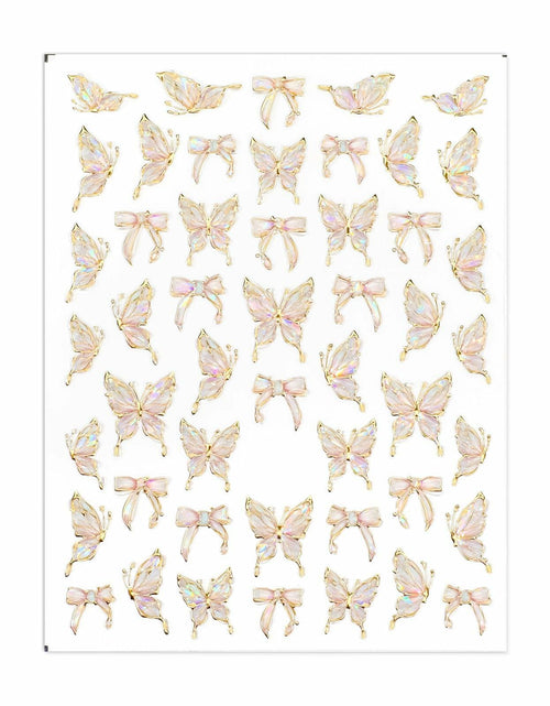 Load image into Gallery viewer, Prasacco Butterfly Nail Stickers 5D Embossed Gold Shell Nail Art Decals
