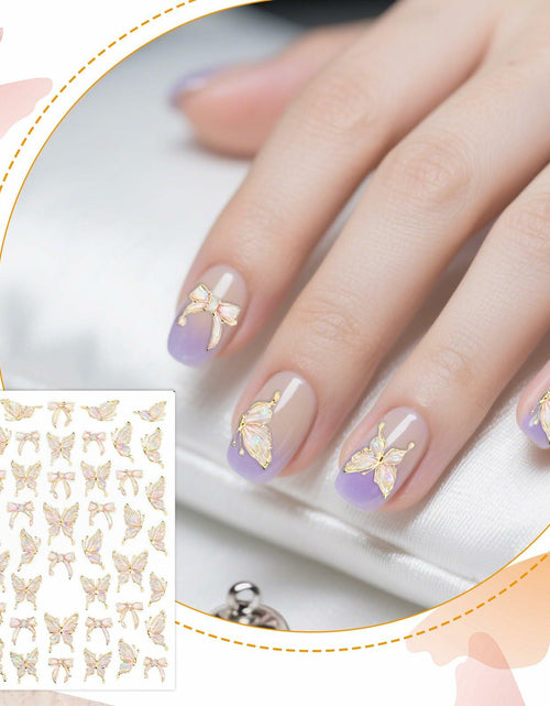 Load image into Gallery viewer, Prasacco Butterfly Nail Stickers 5D Embossed Gold Shell Nail Art Decals

