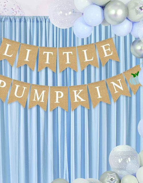 Load image into Gallery viewer, Gankbite Blue Pumpkin Burlap Banner Baby Shower Garland Rustic Harvest
