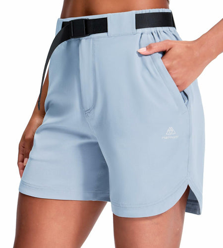 Haimont Womens Hiking Shorts 5" Zipper Pockets Quick Dry Light Blue Size M