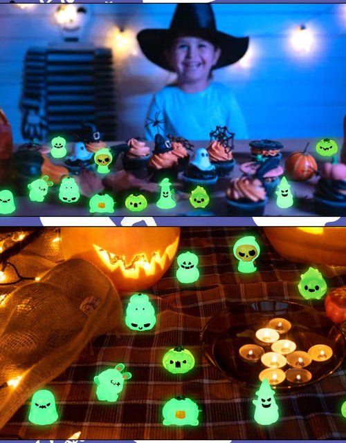 Load image into Gallery viewer, CCINEE 12pcs Halloween Mini Resin Tombstone Pumpkin Ghost Figurines Luminous
