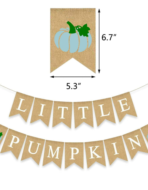 Load image into Gallery viewer, Gankbite Blue Pumpkin Burlap Banner Baby Shower Garland Rustic Harvest
