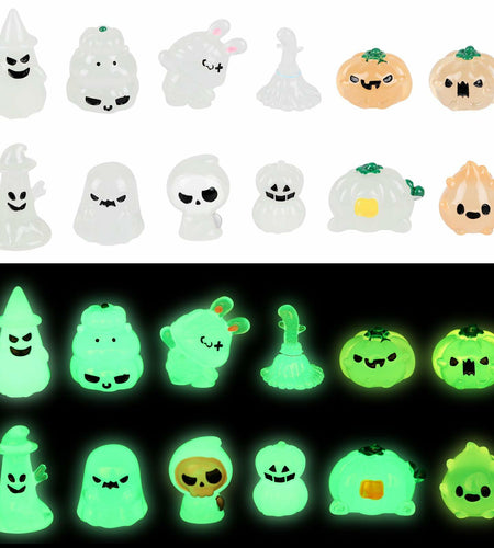 CCINEE 12pcs Halloween Mini Resin Tombstone Pumpkin Ghost Figurines Luminous