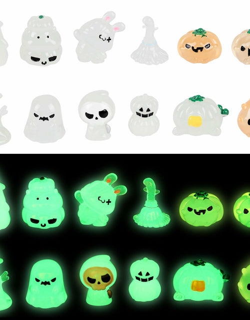 Load image into Gallery viewer, CCINEE 12pcs Halloween Mini Resin Tombstone Pumpkin Ghost Figurines Luminous
