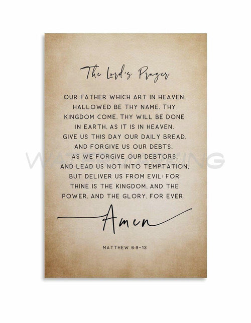 Load image into Gallery viewer, Generic The Lord's Prayer Bible Verse Canvas Wall Art 12x18in Unframed
