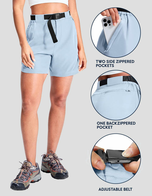 Load image into Gallery viewer, Haimont Womens Hiking Shorts 5" Zipper Pockets Quick Dry Light Blue Size M
