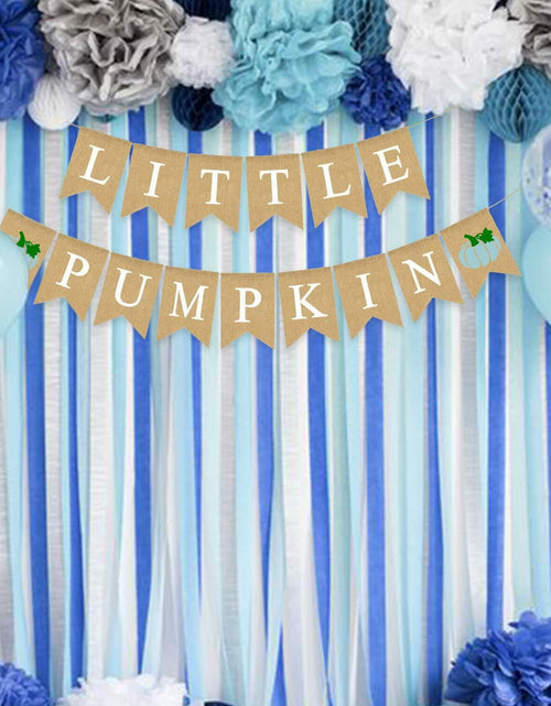 Load image into Gallery viewer, Gankbite Blue Pumpkin Burlap Banner Baby Shower Garland Rustic Harvest
