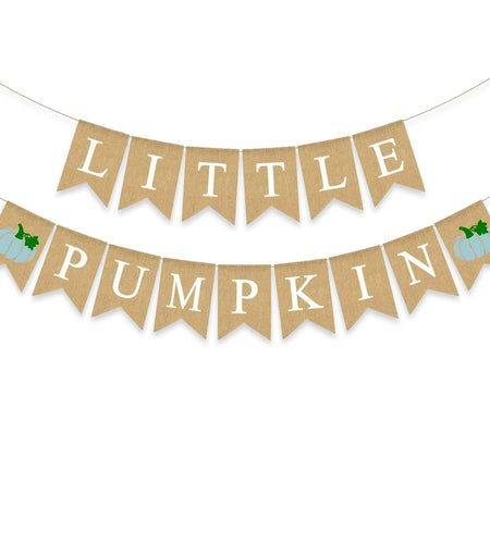 Gankbite Blue Pumpkin Burlap Banner Baby Shower Garland Rustic Harvest