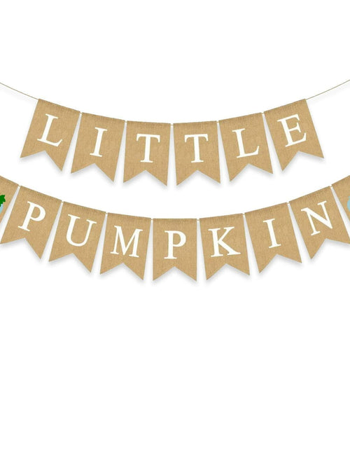 Load image into Gallery viewer, Gankbite Blue Pumpkin Burlap Banner Baby Shower Garland Rustic Harvest

