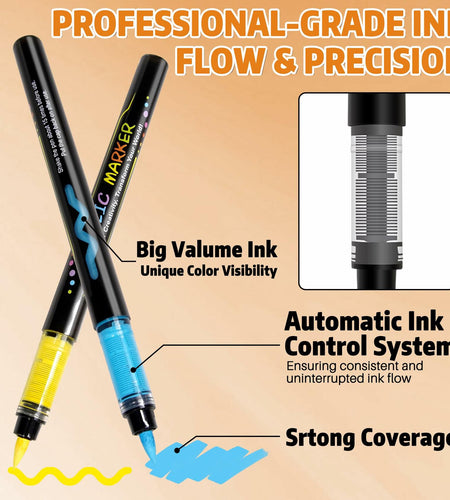 WINSONS 24 Colors Direct Liquid Ink Permanent Acrylic Markers Multi-Surface