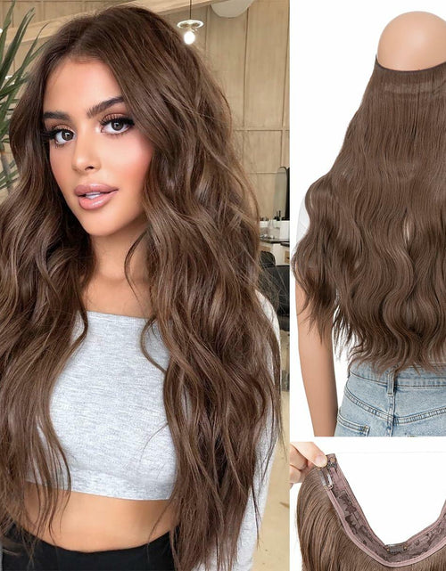 Load image into Gallery viewer, challeam Invisible Transparent Wire Hair Extensions Wavy Curly Long Synthetic
