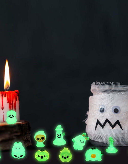 Load image into Gallery viewer, CCINEE 12pcs Halloween Mini Resin Tombstone Pumpkin Ghost Figurines Luminous
