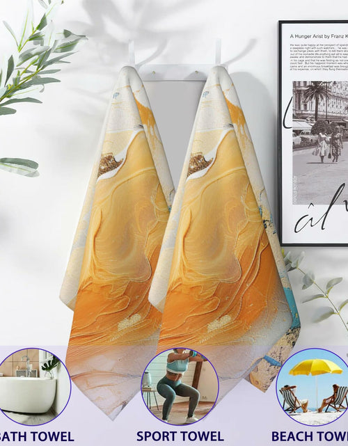 Load image into Gallery viewer, BIGXIUKA Gold Blue Marble Hand Towels Set of 2 28x14 Inch
