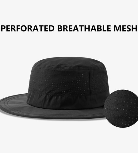 UVSAI UPF 50+ Bucket Sun Hat Laser Mesh Cooling Adjustable Black