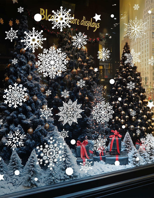 Load image into Gallery viewer, AHEONLAR 142PCS Christmas Window Static Cling Stickers Waterproof White Vinyl
