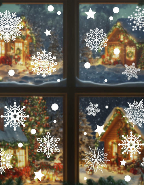 Load image into Gallery viewer, AHEONLAR 142PCS Christmas Window Static Cling Stickers Waterproof White Vinyl
